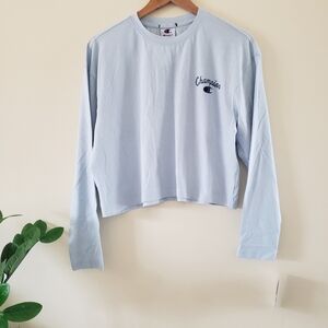 CHAMPION BNWT Loose Fit Cropped Long Sleeve Crewneck - Baby Blue M